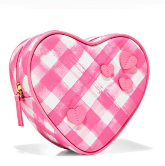 Bath & Body Works Handbags - NWT Bath & Body Works Pink Gingham Heart Cosmetic Bag Zip Pouch 6.5”